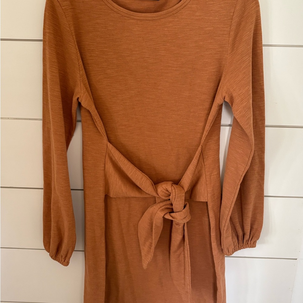 Pretty Garden Rust Tie-Front Long Sleeve Dress size medium